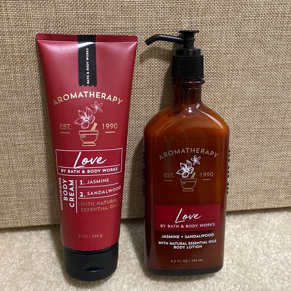 Love Jasmine and Sandalwood aromatherapy lotion set